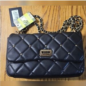 New Badgley Mischka Black Quilted Crossbody Bag